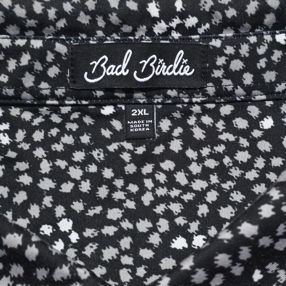 Bad Birdie Men 2XL Black White Speckled Short Sleeve Performance Golf Polo Shirt